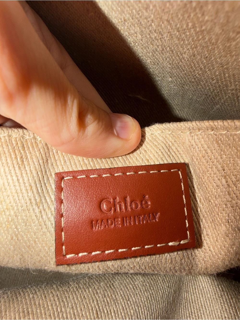 Chloé Beige Canvas Tote with Branded Cream Straps and Brown Trim - Picture 6 of 12